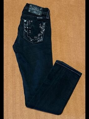 Miss Me  Girls Skinny Jeans Size 10 Black Embellishment JK562952 CUTE!